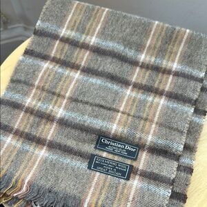 Dior Men's Plaid Wool Scarf - Brown